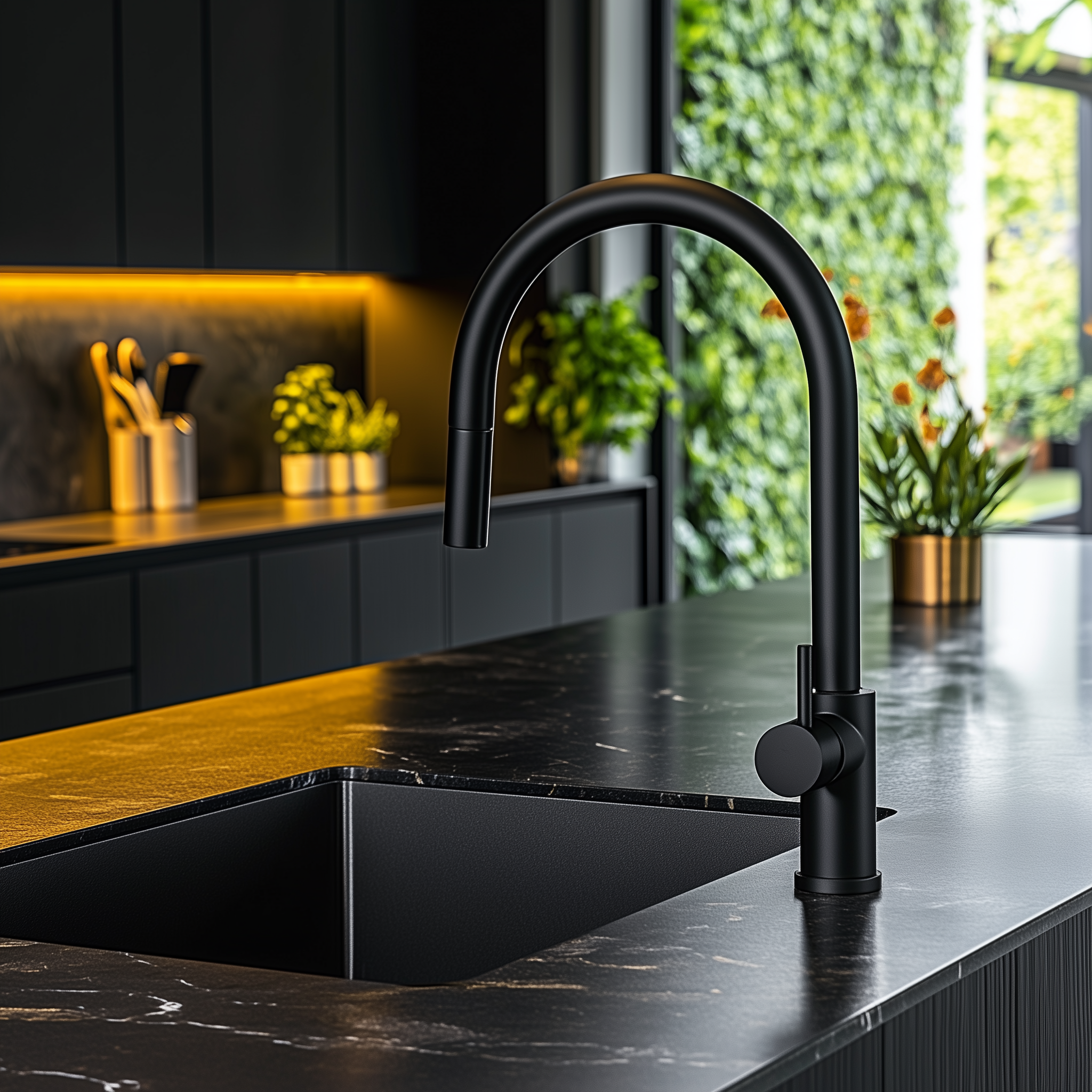 Accent Allure Mixer Tap with Pull-Out Spout - Matte Black