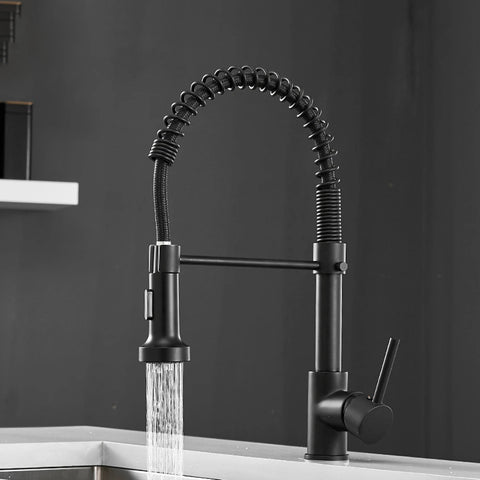 Accent Single Handle Mixer Tap with Pull-Down Spout - Matte Black