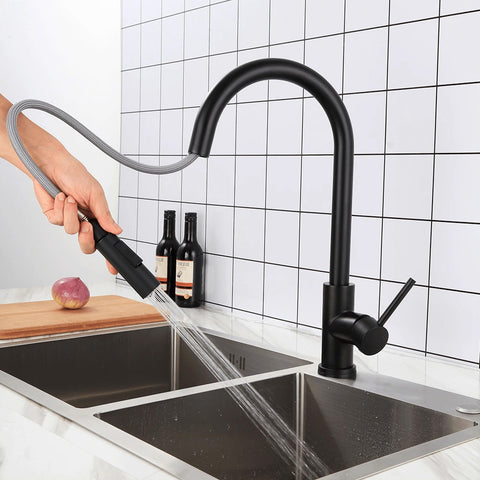 Accent Allure Mixer Tap with Pull-Down Spout - Matte Black